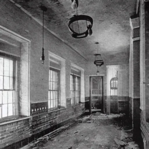 Image similar to insane asylum interior, 1910s