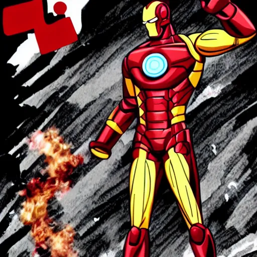 Prompt: iron man in the style of one piece