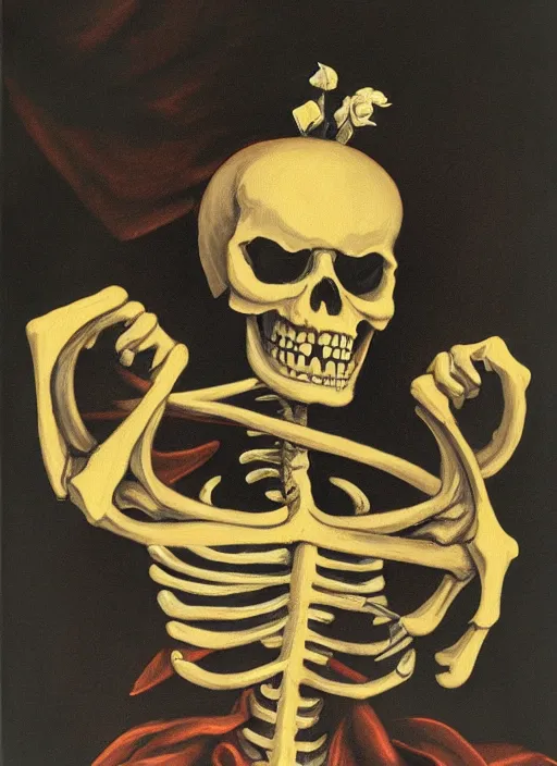 Image similar to sega saturn mr. bones rococo painting