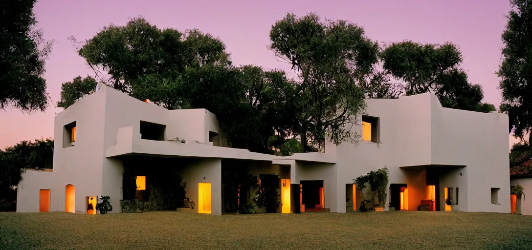 Prompt: house designed by dali and david lynch at sunset. fujinon premista 1 9 - 4 5 mm t 2. 9. portra 8 0 0.