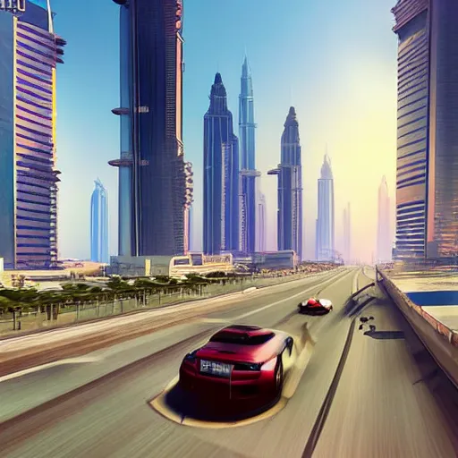 Prompt: gta : dubai, by makoto shinkai