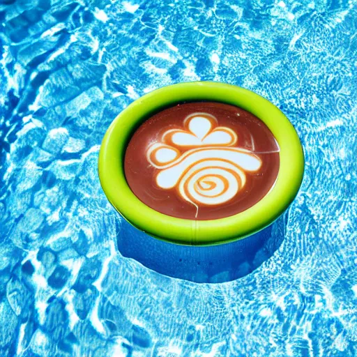 Prompt: a pool in the shape of a cup of coffie