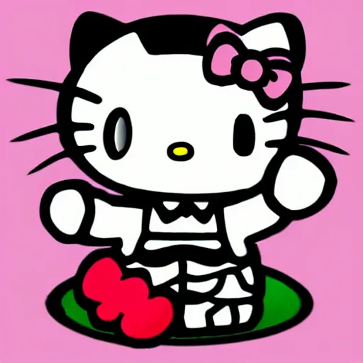 Image similar to creepy hello kitty drawing