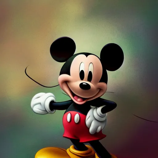 Image similar to mickey mouse by elena vizerskaya and ivan aivazovsky, perfectly detailed, artstation, sharp focus, highly detailed, studio photography, impresion de giclee arte abstracto, award winning