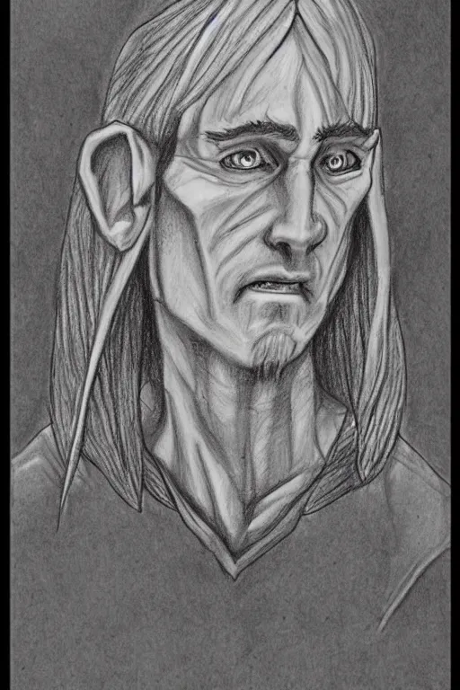 Prompt: portrait drawing of an elf , by Tony DiTerlizzi