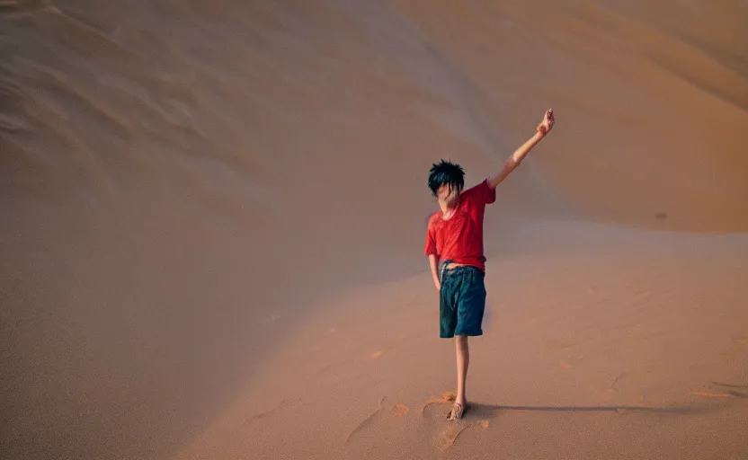 Image similar to a luffy in sand dunes, photography