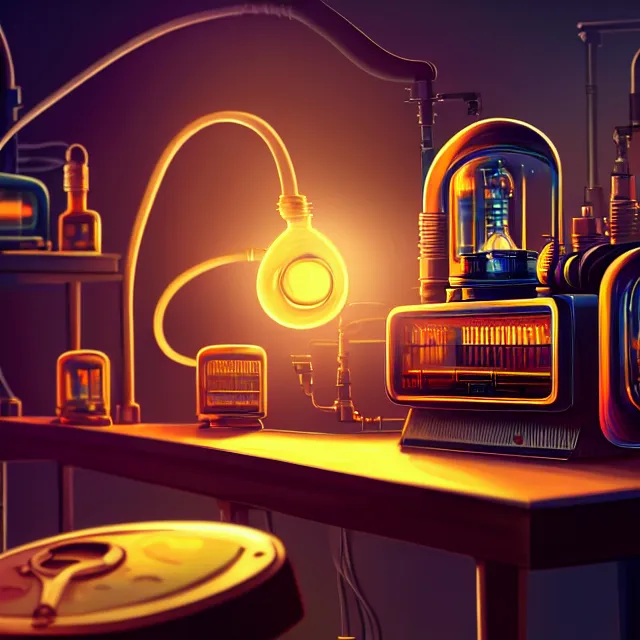 Prompt: epic professional digital art of an old fashinoed vacuum tube computer in the middle of a lab run by cartoon mice, golden hour lighting, well composed, digital art, best on artstation, cgsociety, wlop, cosmic, epic, stunning, gorgeous, much detail, much wow, masterpiece