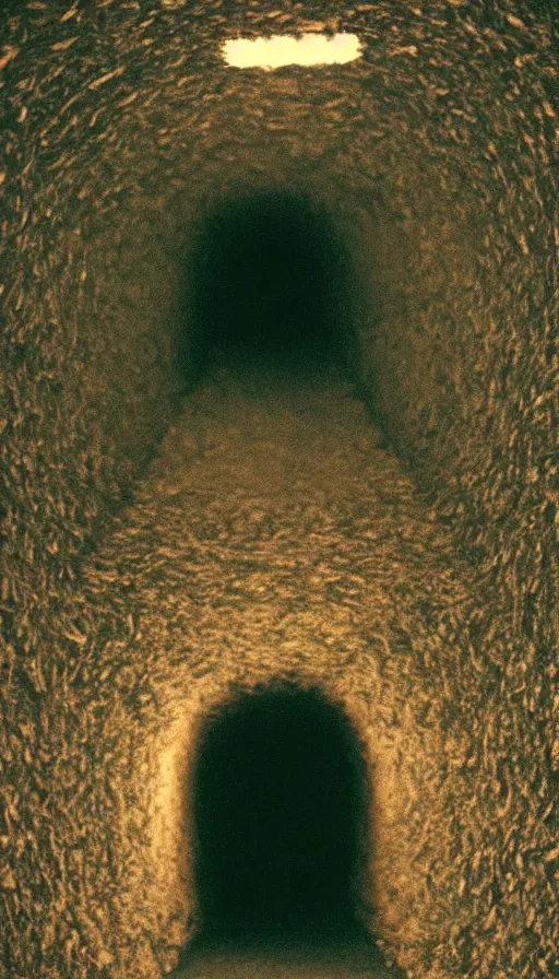 Image similar to 7 0 s movie still of a tunnel made of moth, cinestill 8 0 0 t 3 5 mm eastmancolor, heavy grain, high quality, high detail