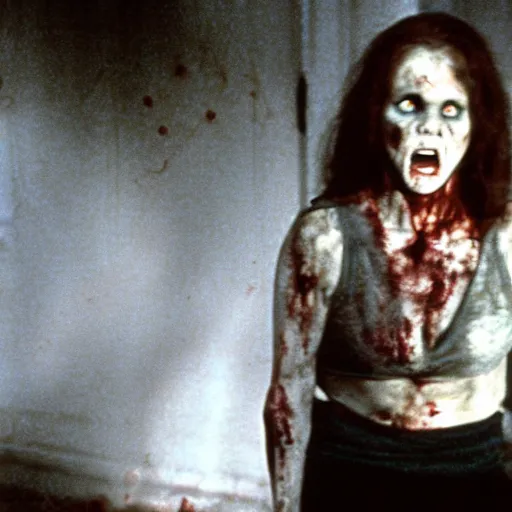 Prompt: zombie possessed linda blair in the exorcist (1973)