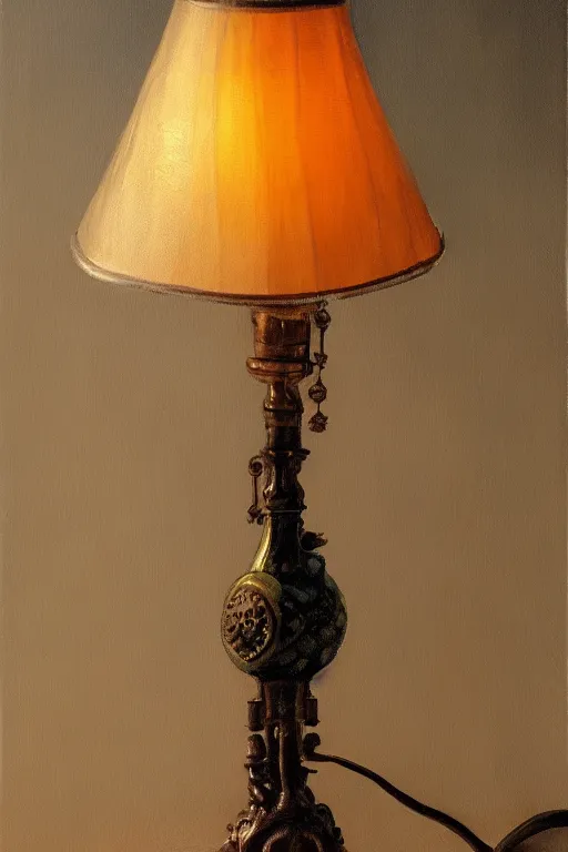 Prompt: a lamp in the style of a water bottle oil on canvas, intricate, portrait, 8k highly professionally detailed, HDR, CGsociety