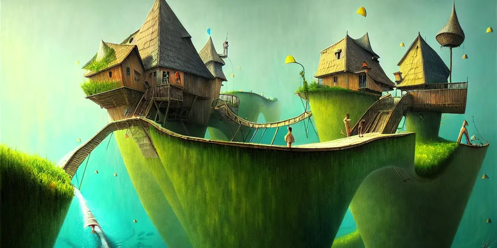 Image similar to gediminas pranckevicius waterpark painting by cinematic lighting, epic composition, highly detailed, infinite patch, fun, happy, ride, very long, endeless