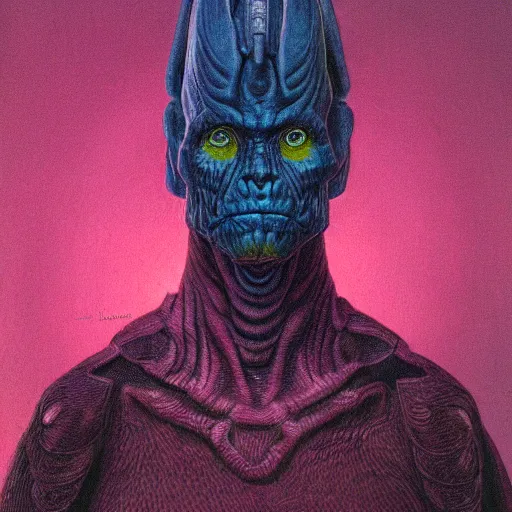 Image similar to a portrait of a character, in the style of wayne barlowe