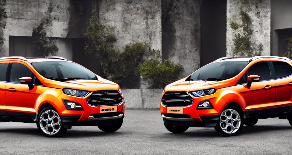 Image similar to ford ecosport in villa front seadigital artultra realisticultra detailed ultra wide Lens, shot on red camera, cinematic, color graded, tranding on artstation