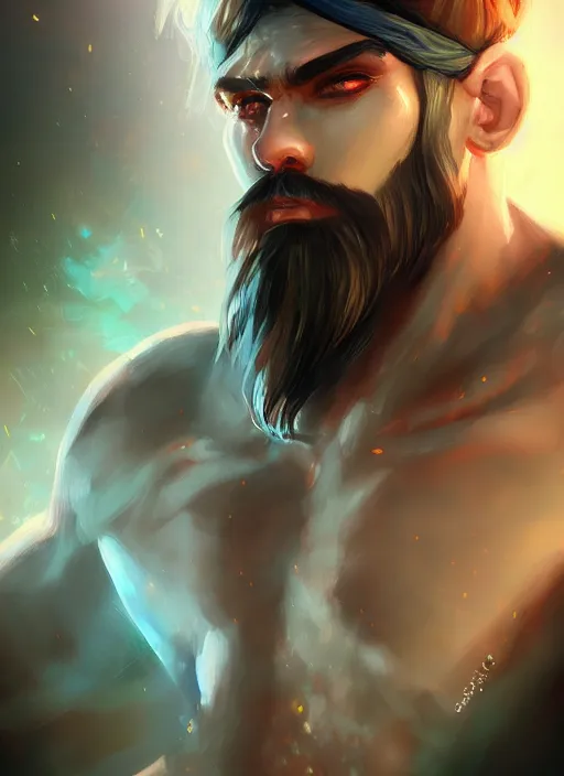 Image similar to detailed beautiful cool male character art depicting a god, egyptian, concept art, depth of field, on amino, by sakimichan patreon, wlop, weibo, bcy. net, colorhub. me high quality art on artstation.