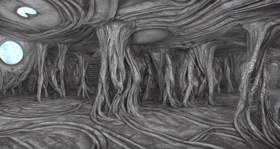 Prompt: alien houses in style of giger, 8k, octane render