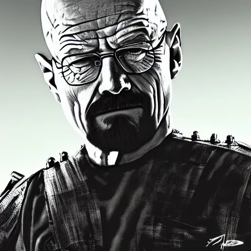 Image similar to Walter White in futuristic battle armour, 4k digital art, highly detailed, concept art