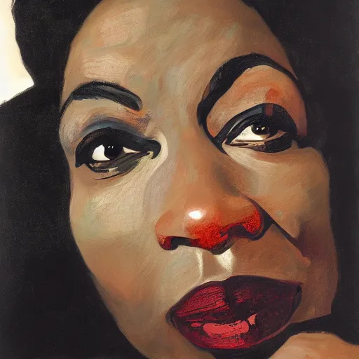 Image similar to portrait nina simone by leng jun and singer sargent, hyper real