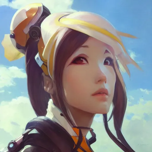 Image similar to greg manchess portrait painting of asuna yuuki as overwatch character, medium shot, asymmetrical, profile picture, organic painting, sunny day, matte painting, bold shapes, hard edges, street art, trending on artstation, by huang guangjian and gil elvgren and sachin teng