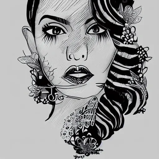 Image similar to bold stylish woman, ink illustration, very beautiful masterpiece