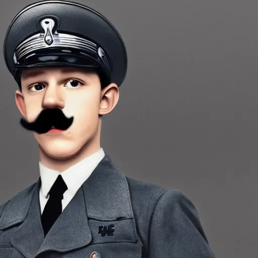 Image similar to tom holland as adolf hitler with Hitler mustache