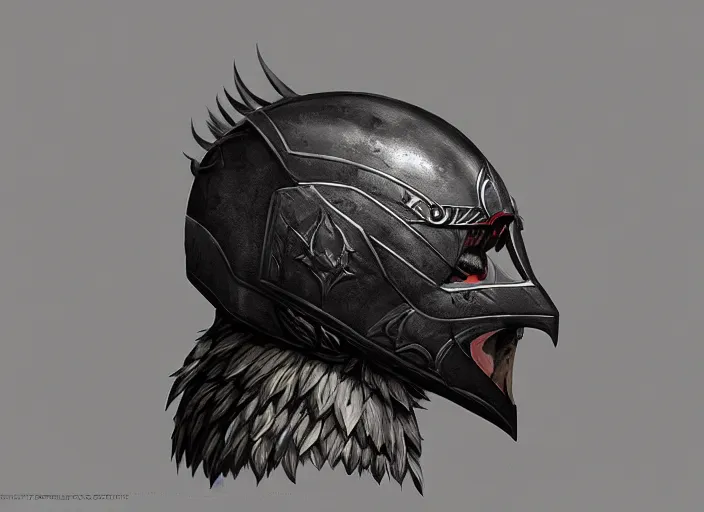 Image similar to portrait of raven themed helmet. concept art contest winner by christoph ferreira ( 2 0 0 7 ).