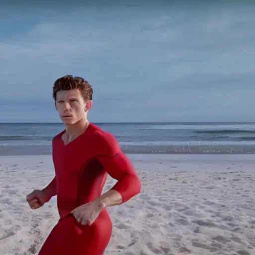 Prompt: Tom Holland in Baywatch. Movie still frame. 4K UHD.