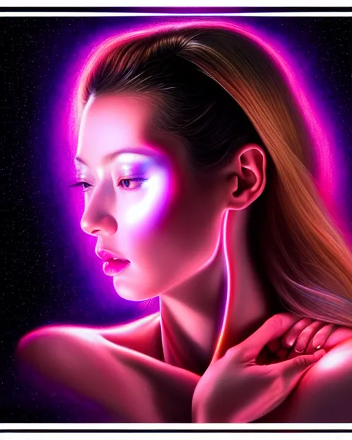 Image similar to beauty woman in holograms of alien artifacts, electrical case display, total recall tech, , ultrarealistic, dramatic lighting, electrical details, high details, 4k, 8k, best, accurate, trending on artstation, artstation, photorealism, ultrarealistic, digital painting, style of Tristan Eaton Stanley Artgerm and Hajime Sorayama, Caravaggio, Boris Vallejo