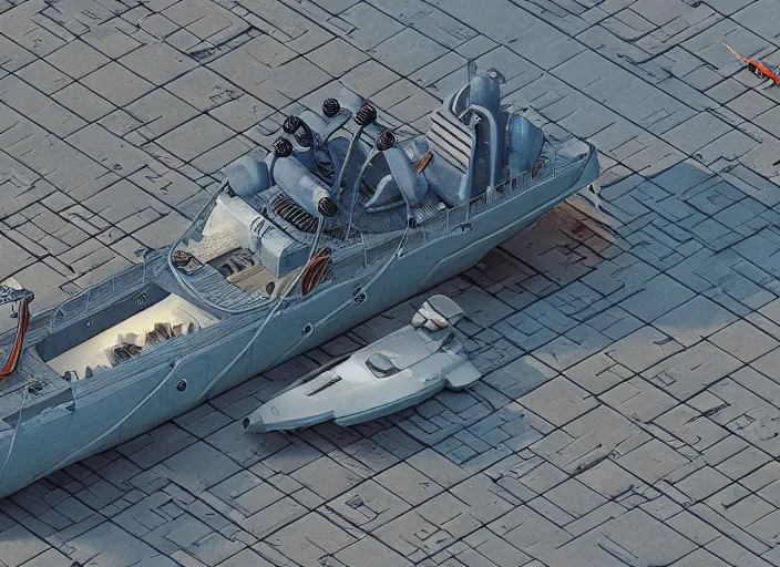 Prompt: hyper detailed prawn sloop isometric aerial dslr by beeple, wlop, unreal engine 5, lumen, nanite