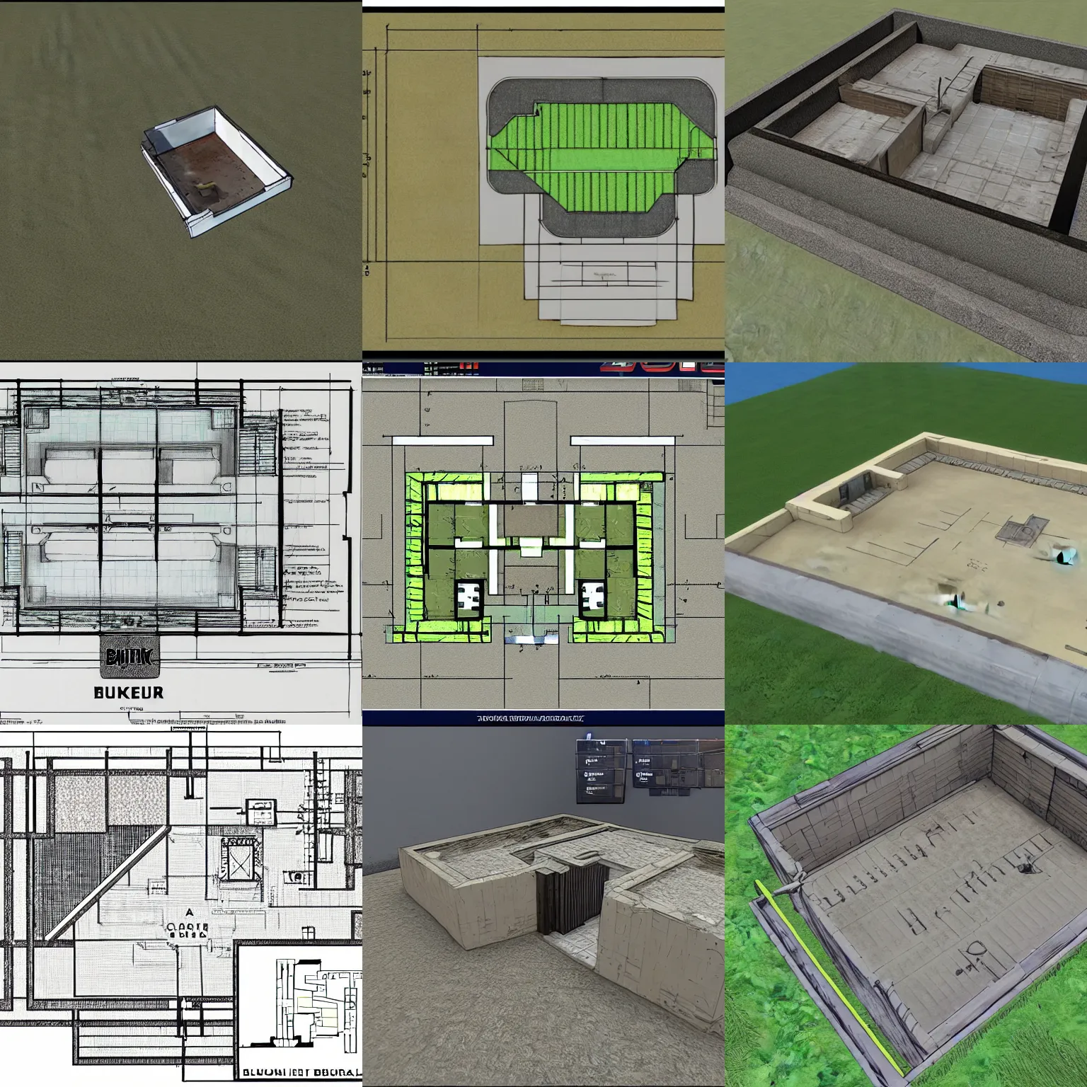 Prompt: bunker blueprints