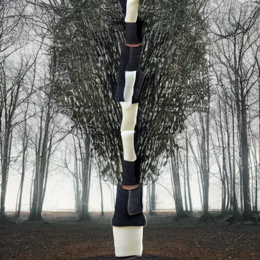 Image similar to a tree made of socks