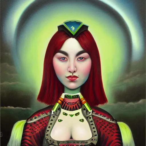 Prompt: Klingon girl, lowbrow painting by Mark Ryden