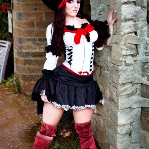 Prompt: a buxom pirate wench wearing a short skirt, halloween, cosplay, beautiful gazing eyes