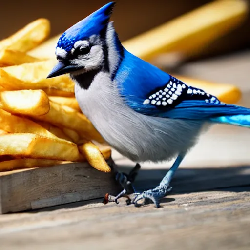 Image similar to bluejay eating french fries