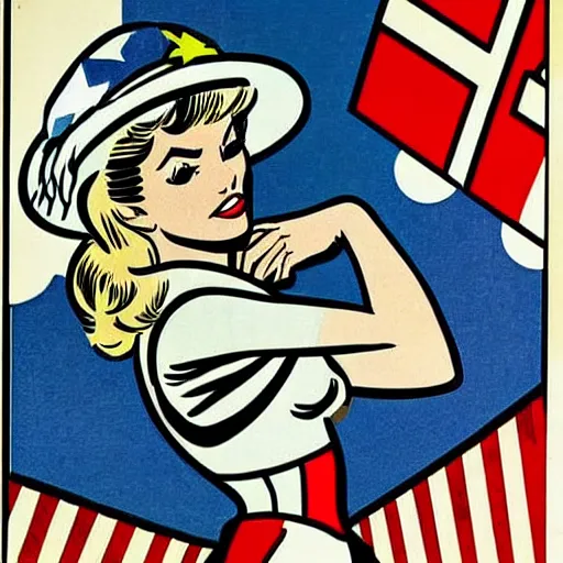 Image similar to world war 2 comic panel by roy lichtenstein, pop art,