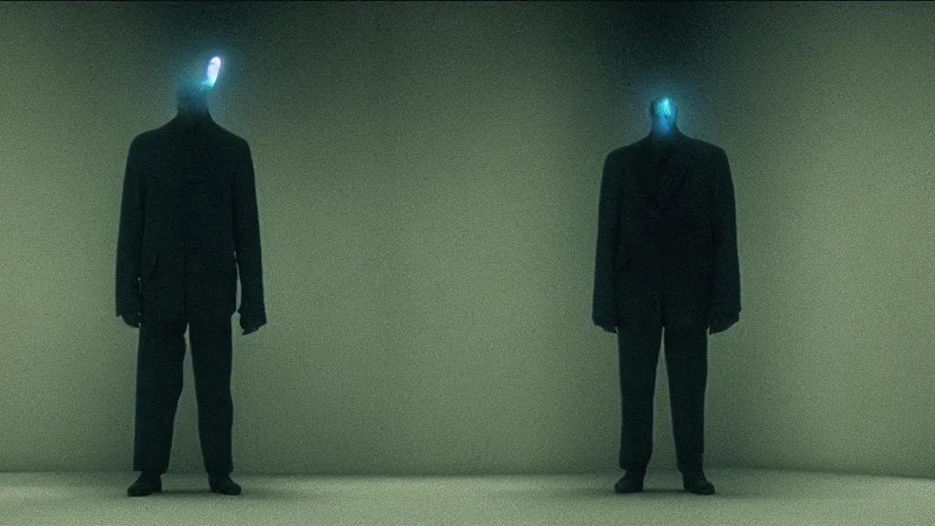 Image similar to the strange creature from my eye, we ait in line at the bank, film still from the movie directed by denis villeneuve and david cronenberg with art direction by salvador dali and zdzisław beksinski, wide lens