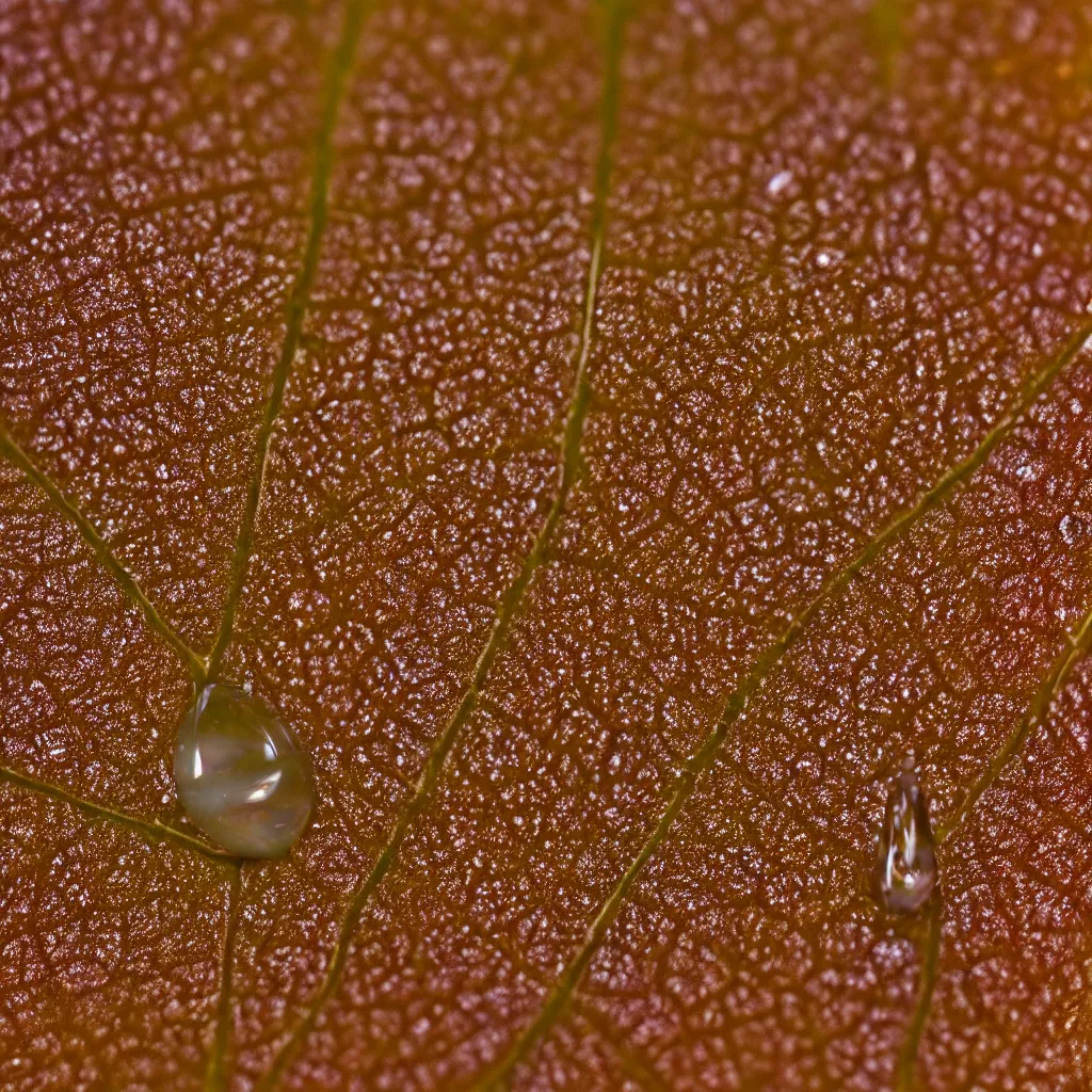 Prompt: Hi res water droplet on a leaf 4k