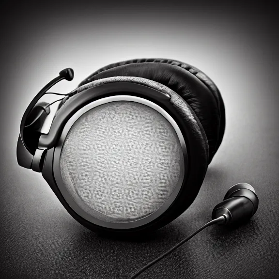 Image similar to masterpiece photo of beautiful hand crafted artistic detailed transparent headphones, flat metal hinges, bismuth metal, electronics see through, plush leather pad, modernist headphones, bismuth beautiful well designed, hyperrealistic, audiophile, intricate hyper detail, extreme high quality, photographic, audeze, sennheiser, raal, bang olufsen, abyssal