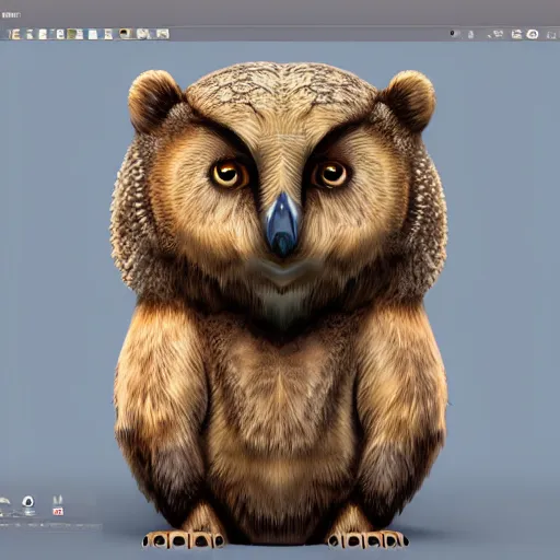 Image similar to bear owl, high quality render, unreal engine , trending