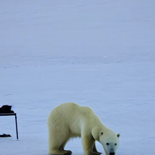 Prompt: a polar bear getting interrogated