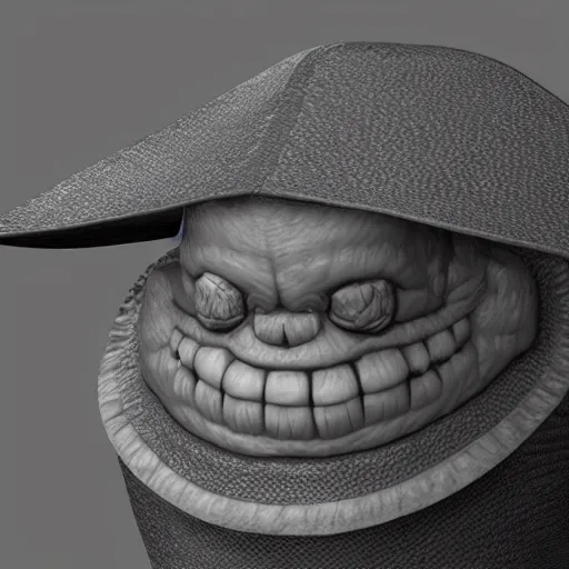 Image similar to a green hat with a monster's head on it, an ambient occlusion render by seuss dr, polycount contest winner, lyco art, rendered in maya, ambient occlusion, contest winner