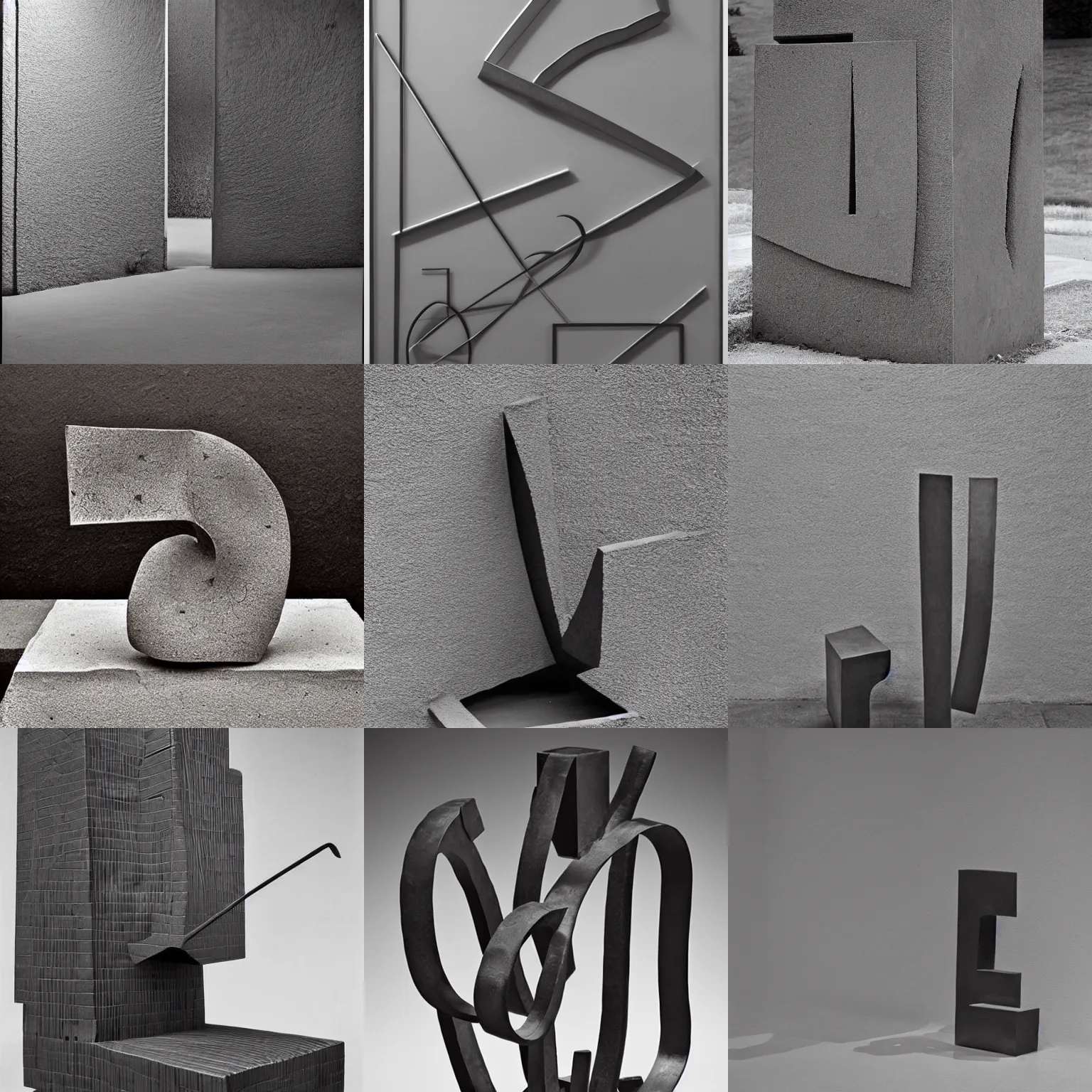 Prompt: Award-winning sculpture by Chema Madoz ((((and Eduardo Chillida)))). Made of steel, hyper-detailed. Studio lightning