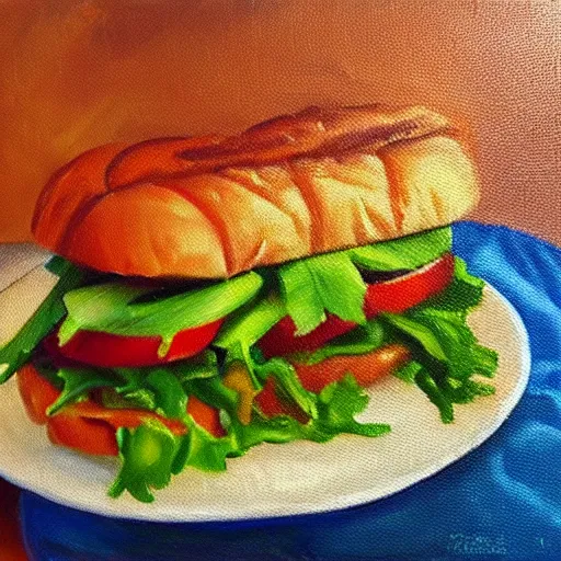 Prompt: oil painting of a delicious sandwich