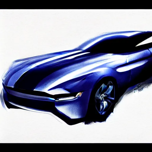 Image similar to hybrid design between an F1 car and Ford Mustang. No background, concept art style.