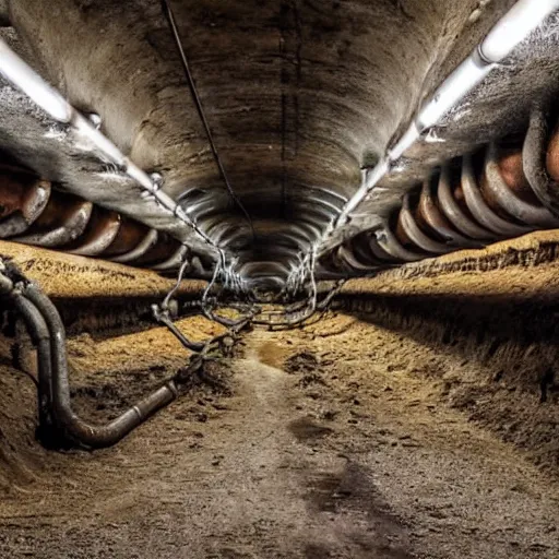 Image similar to underground mine with rusty pipes