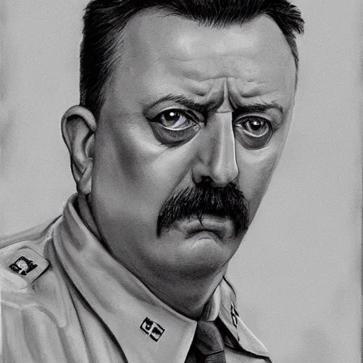 Image similar to Portrait of Igor Ivanovich Strelkov calling for total mobilization, photo-realistic, 2K, highly detailed, by Giger