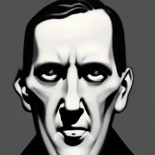 Image similar to h p lovecraft holding up an eye during an interview, artstation, detailed