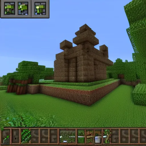 Image similar to a castle with vines growing on it, Minecraft build