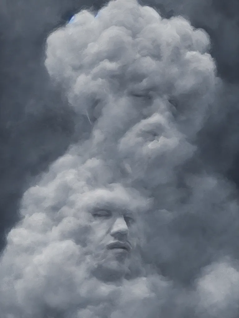 Image similar to portrait of a cloud man, detailed painting, hd, hq, high resolution, high detail, 4 k, 8 k