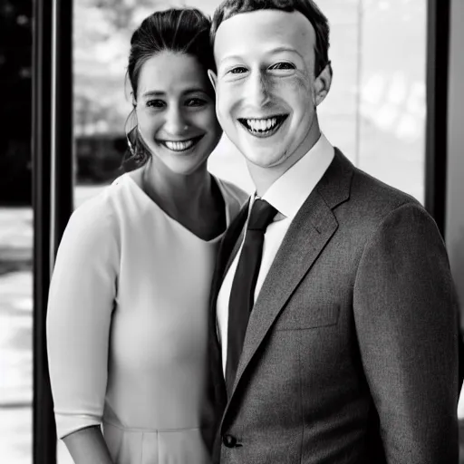 Image similar to photography portrait of handsome young love child of Elon Musk and Mark Zuckerberg smiling wearing a suit, elegant