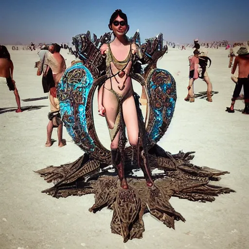 Prompt: the antediluvian atlantean princess of burning man